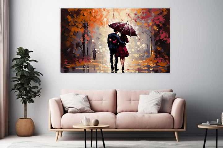 Couple Umbrella Art Painting