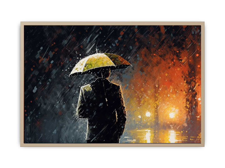  Man Umbrella Painting  Framed Print