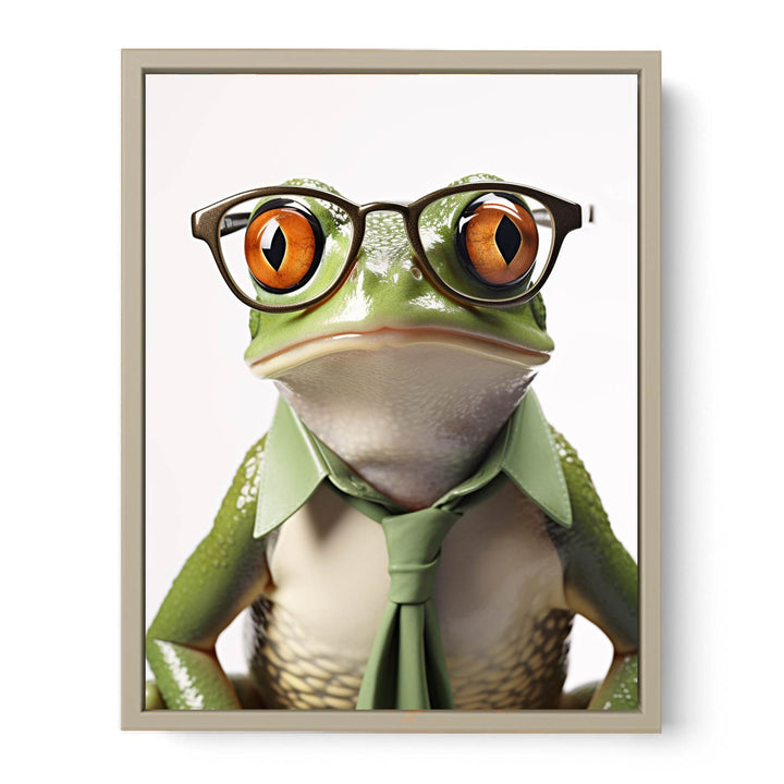 Frog Glasses Modern Art Painting Framed Print