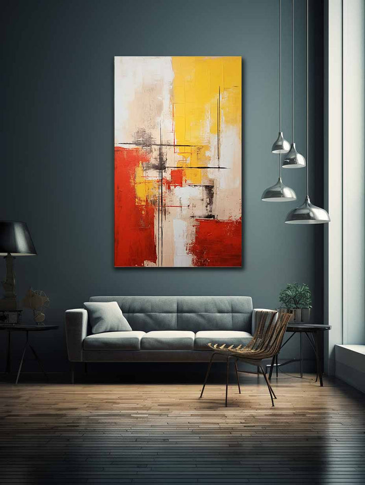 Yellow Red Abstract Painting