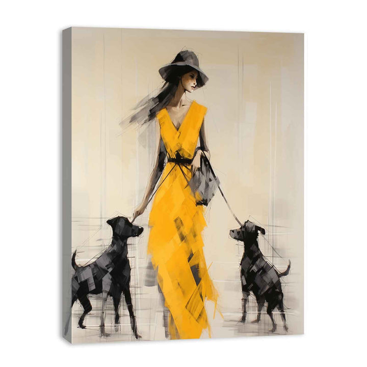 Female Three Dog Modern Art Painting  