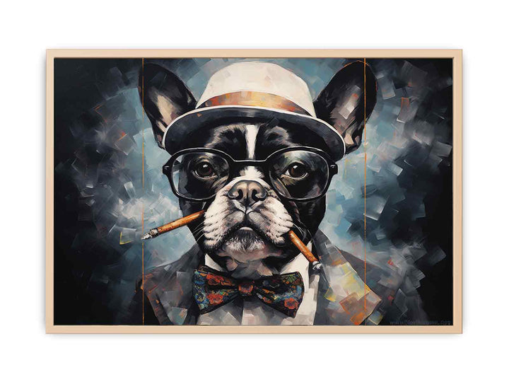 Modern Dog Smoke And Glasses Art Painting   Poster