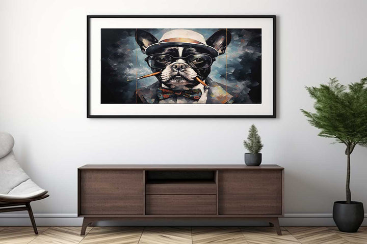 Modern Dog Smoke And Glasses Art Painting  