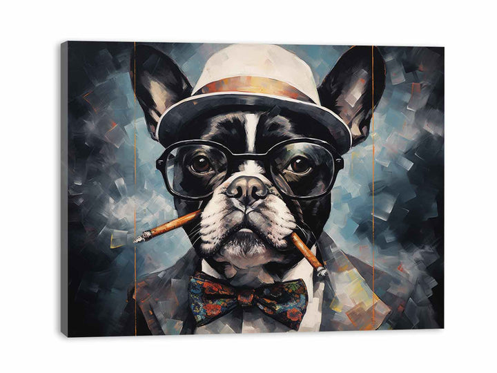 Modern Dog Smoke And Glasses Art Painting  