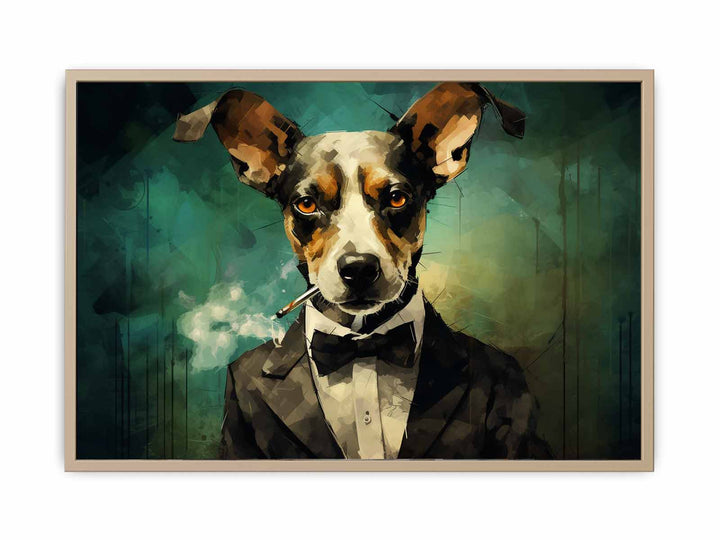 Dog Smoke Modern Art Painting  Framed Print