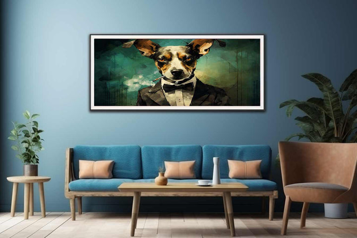 Dog Smoke Modern Art Painting  