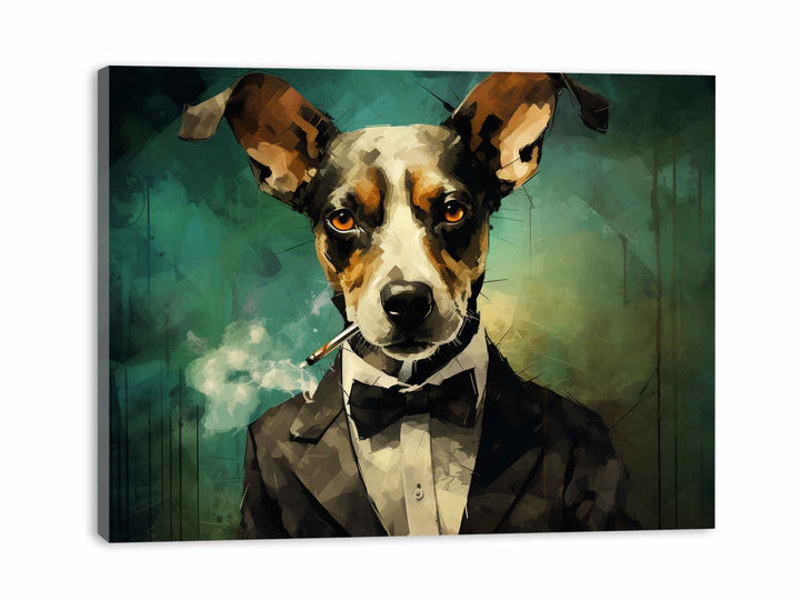 Dog Smoke Modern Art Painting  