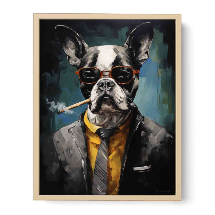 Modern Dog Smoke Art Painting   Poster