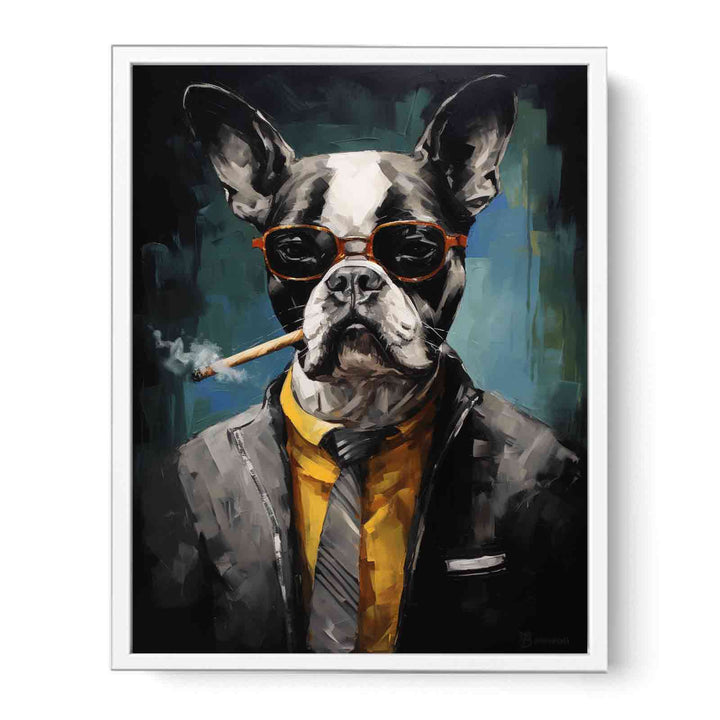 Modern Dog Smoke Art Painting  Canvas Print