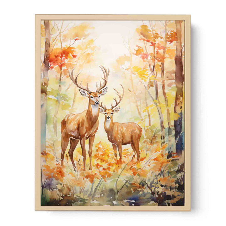 Two Deer Modern Art Painting   Poster