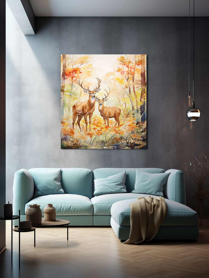 Two Deer Modern Art Painting  