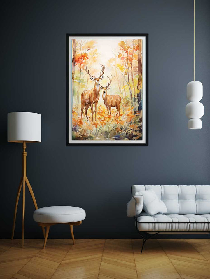 Two Deer Modern Art Painting  