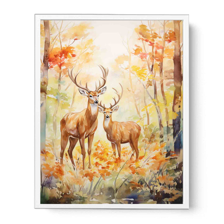 Two Deer Modern Art Painting  Canvas Print