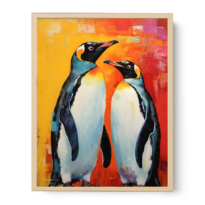 Two Penguin Modern Art Painting   Poster
