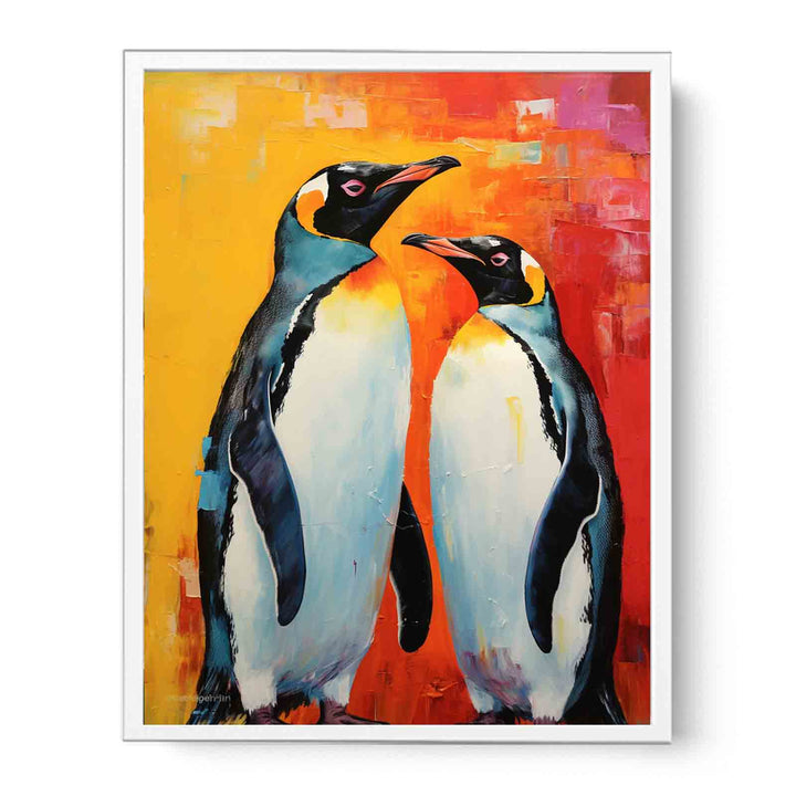 Two Penguin Modern Art Painting  Canvas Print