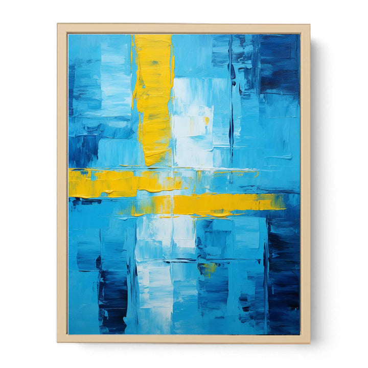 Abstract Blue Yellow Knife Art Painting