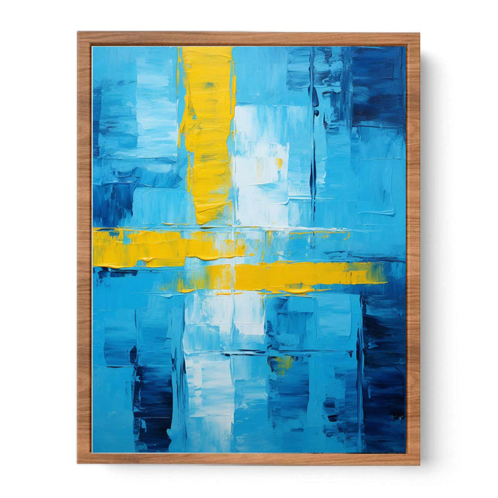 Abstract Blue Yellow Knife Art Painting