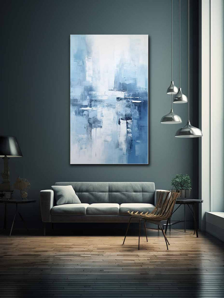 Grey Blue Abstract Painting