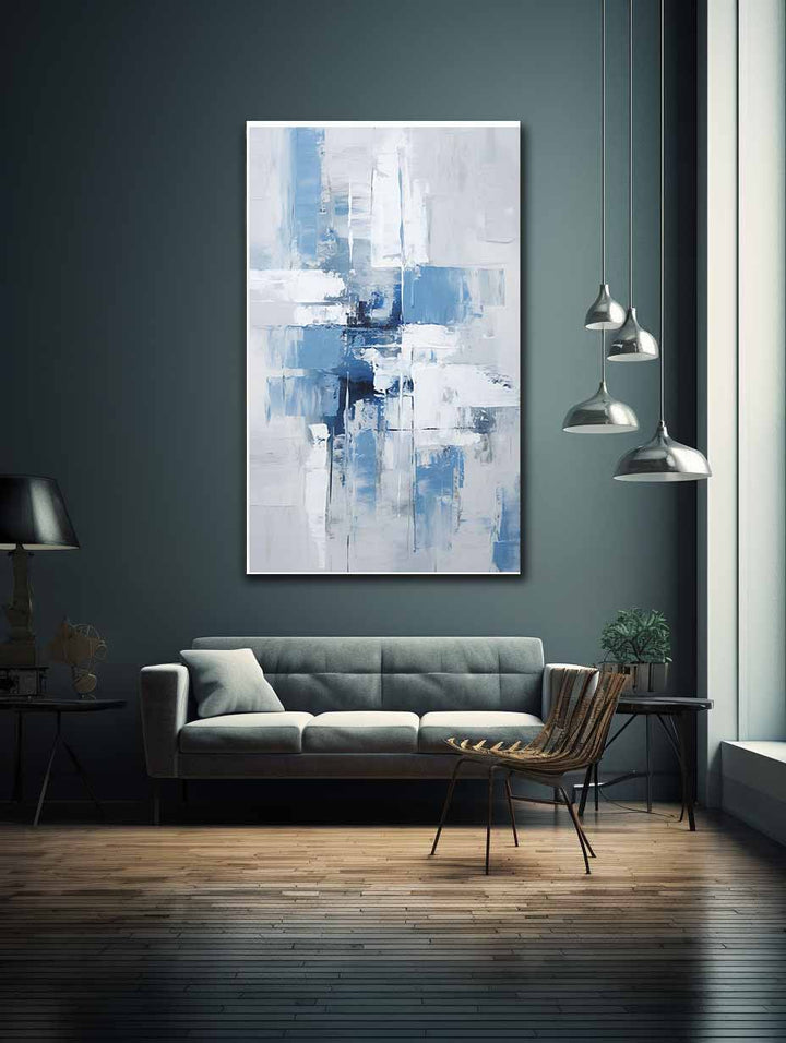 Abstract Grey Blue Painting