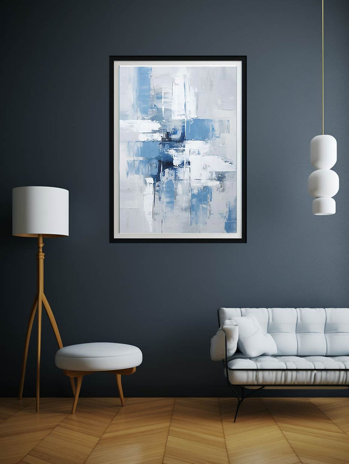 Abstract Grey Blue Painting