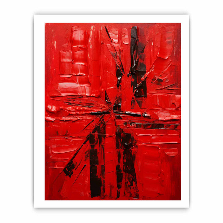 Knife Red Abstract Art Painting