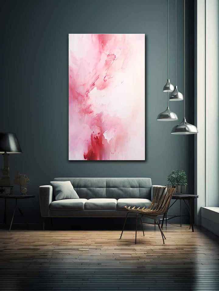 White Pink Abstract Painting