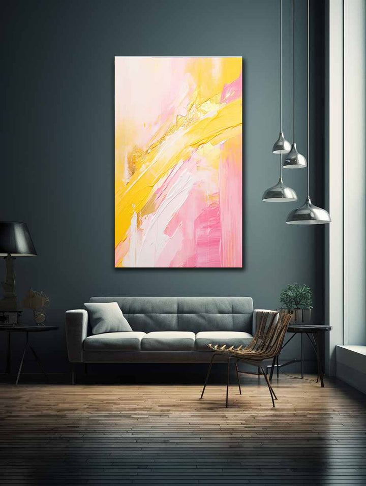 Abstract Pink And Yellow Painting