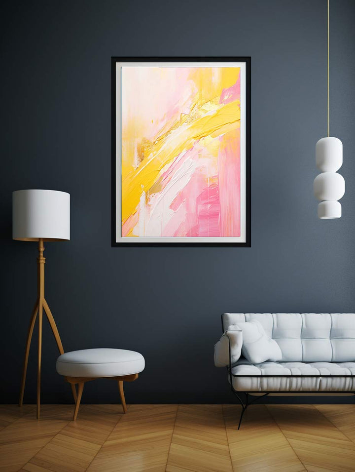 Abstract Pink And Yellow Painting