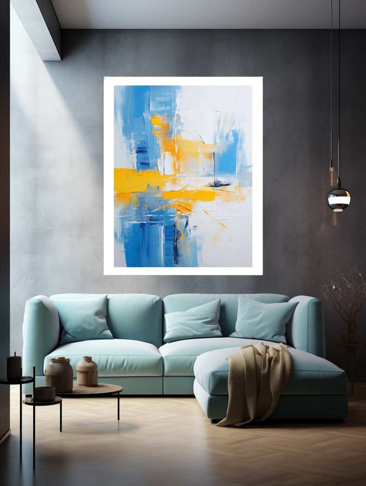 Blue Yellow Abstract Painting