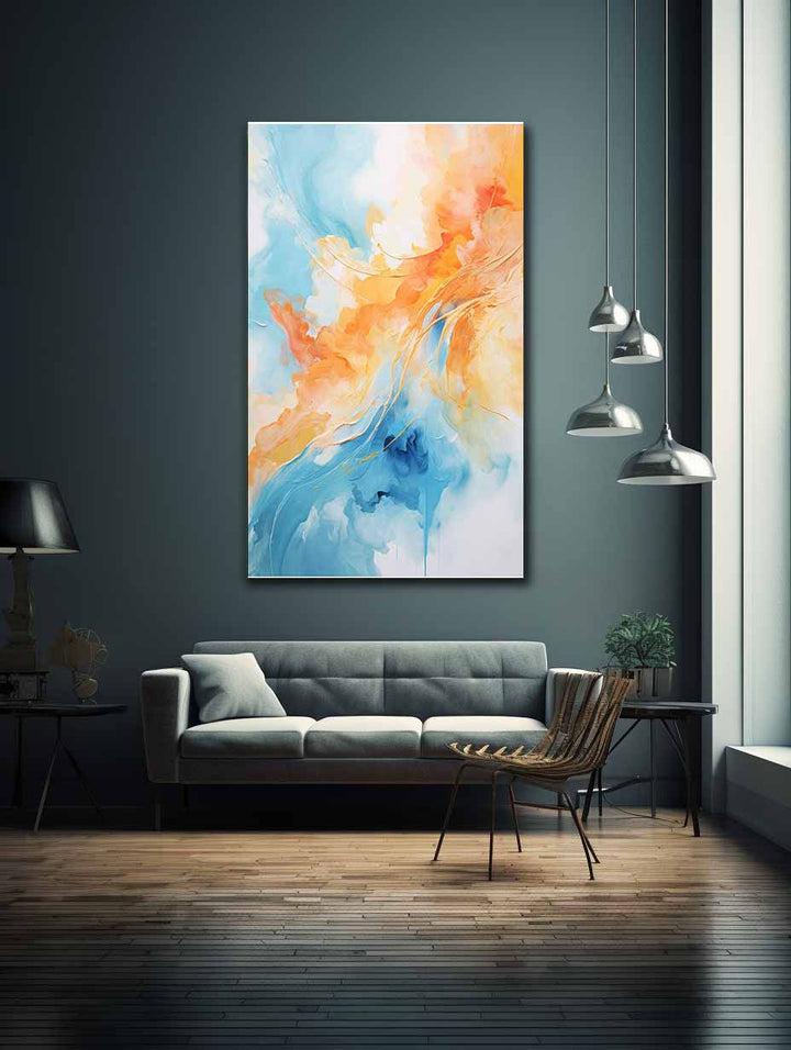 Blue Orange Abstract Painting