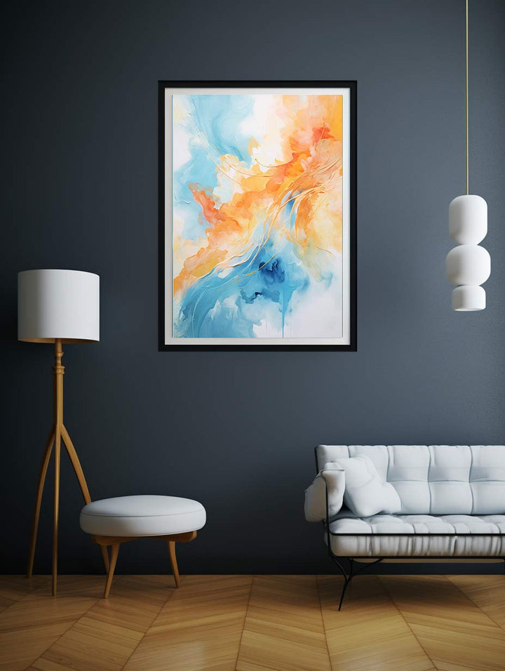 Blue Orange Abstract Painting