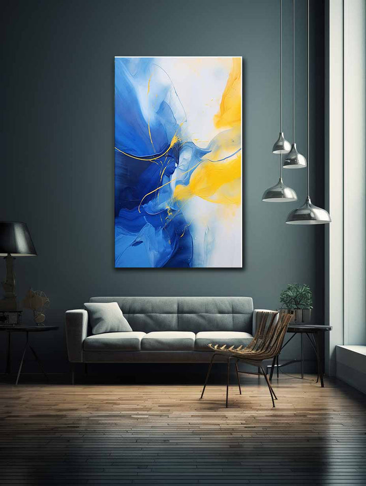 Abstract Blue Yellow Painting