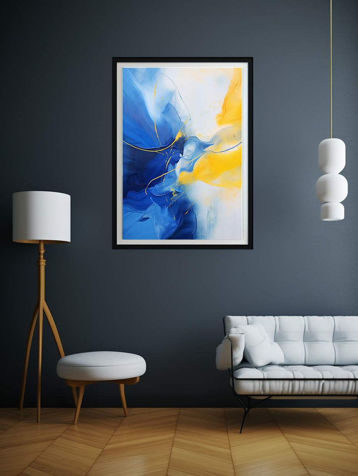 Abstract Blue Yellow Painting