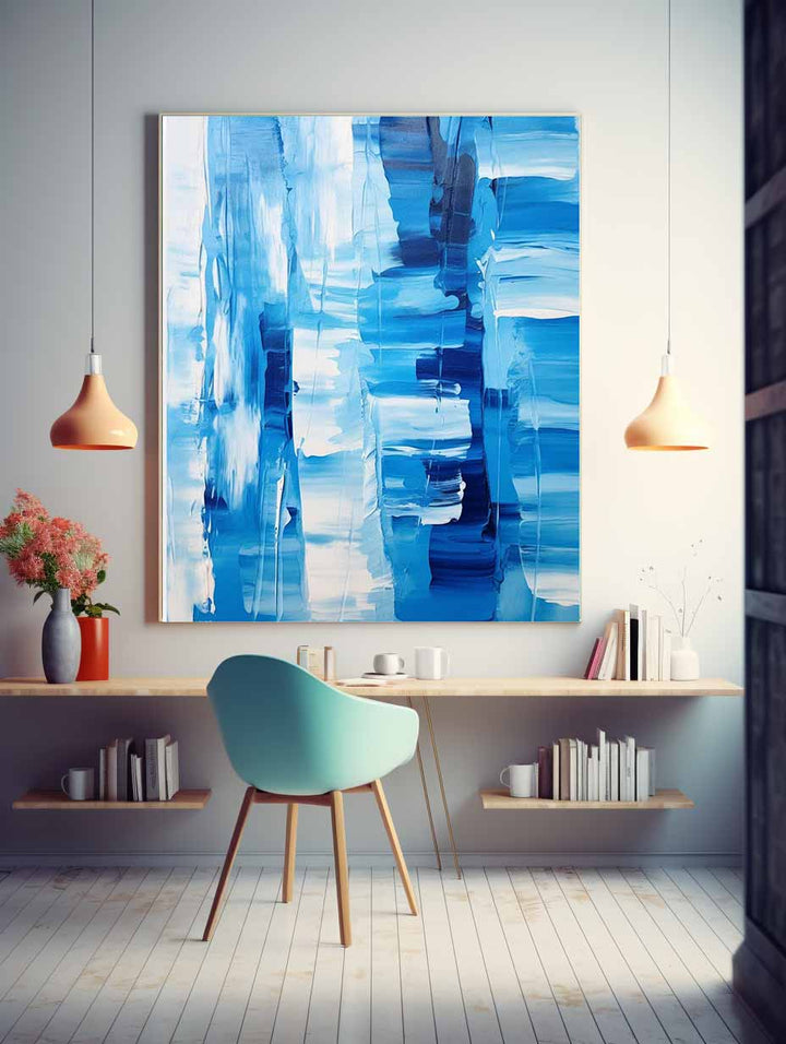 White Blue Abstract Painting