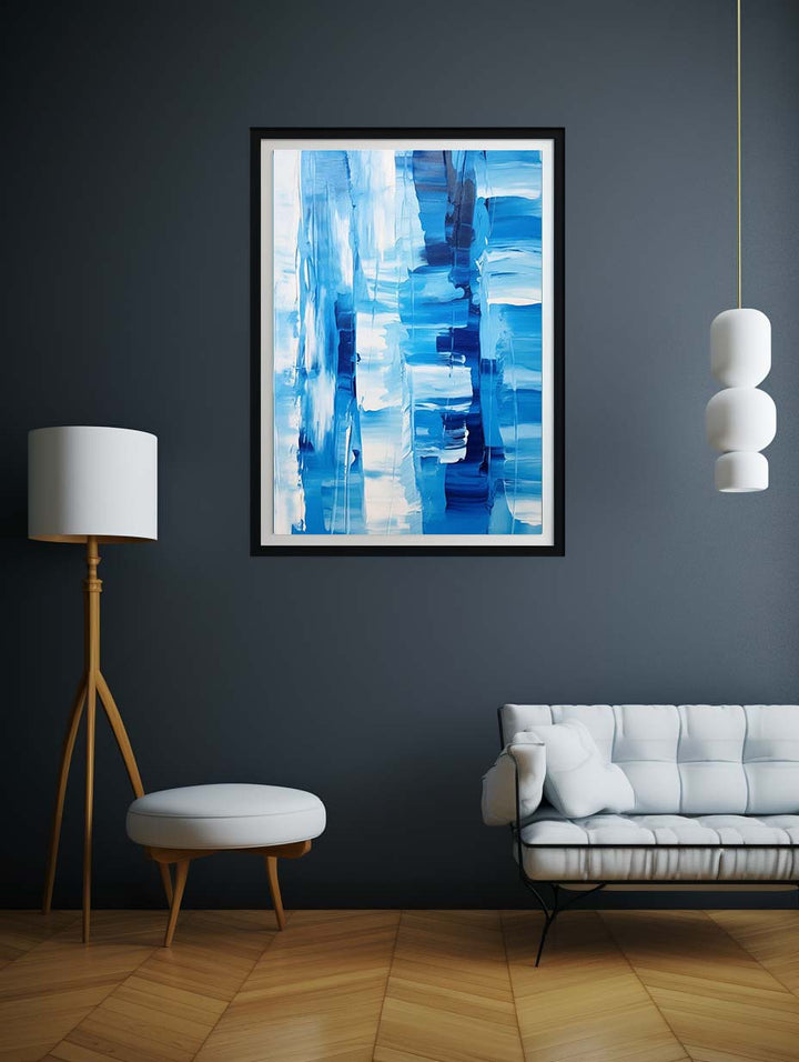 White Blue Abstract Painting