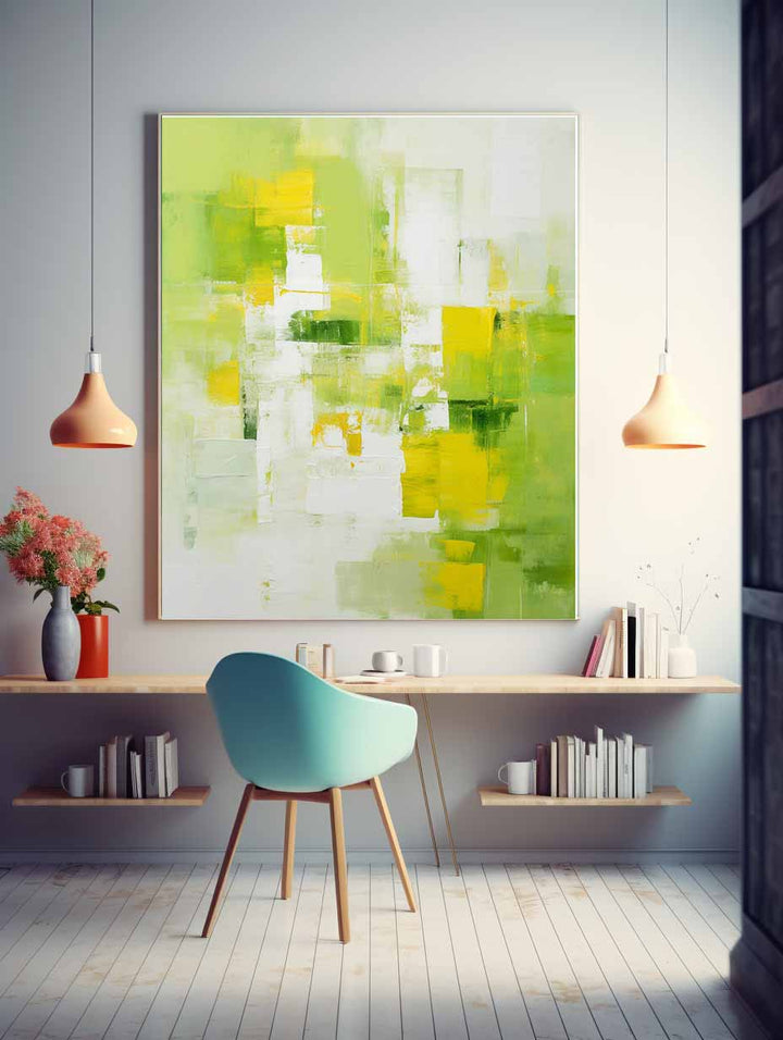 Abstract Painting Green Yellow