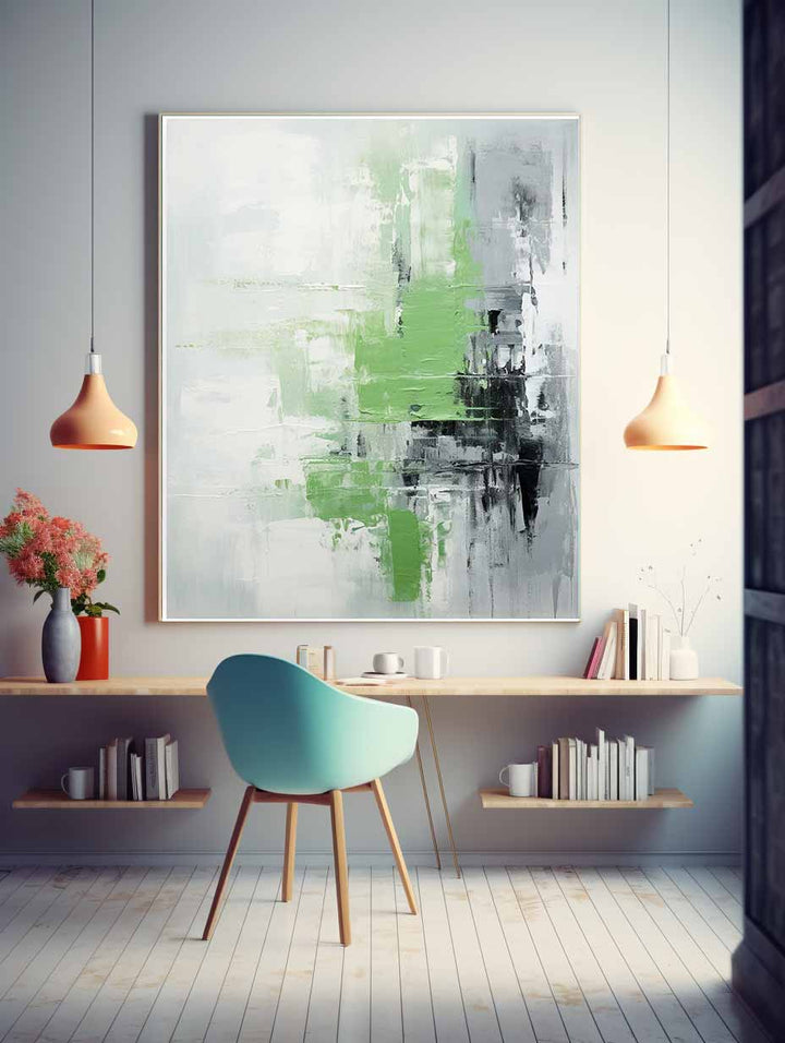 Abstract Green Grey Painting