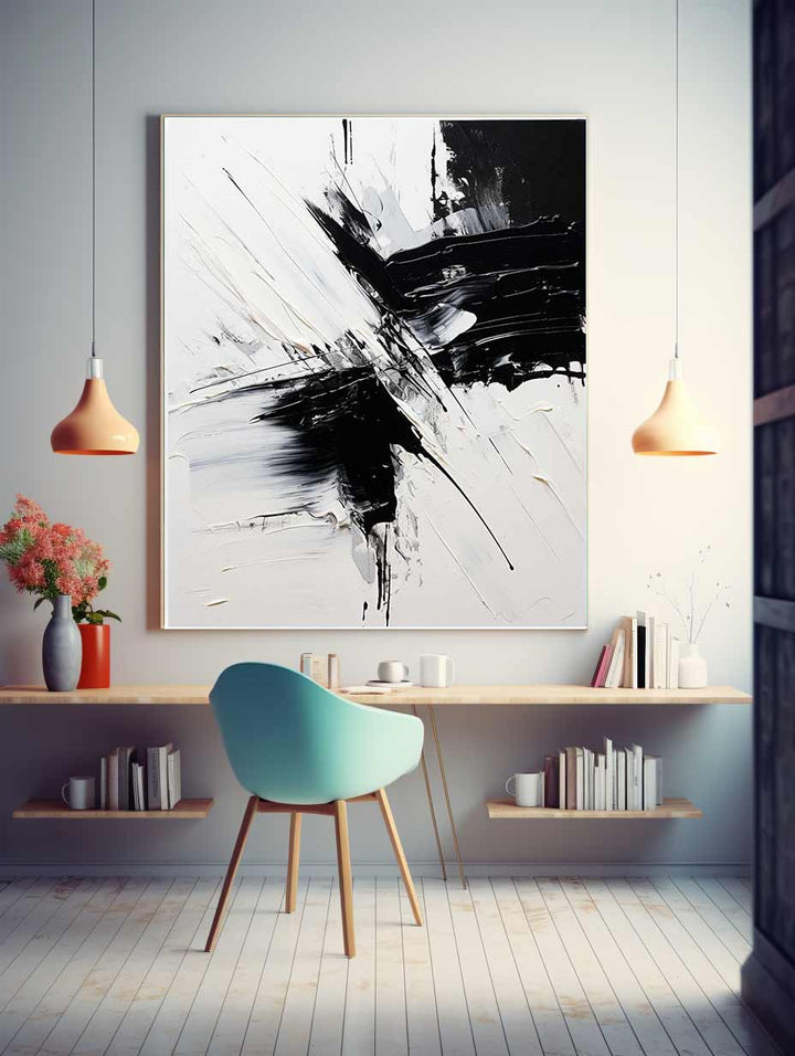 Abstract Painting Black White