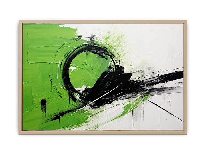 Green Black Abstract Painting  Framed Print