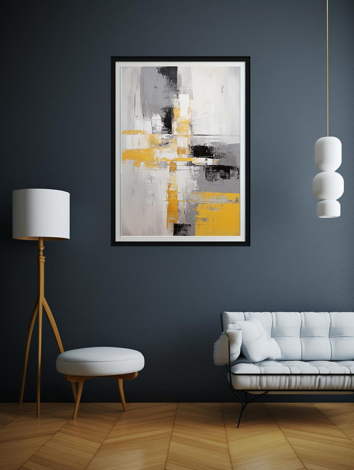 Abstract Painting Grey Yellow