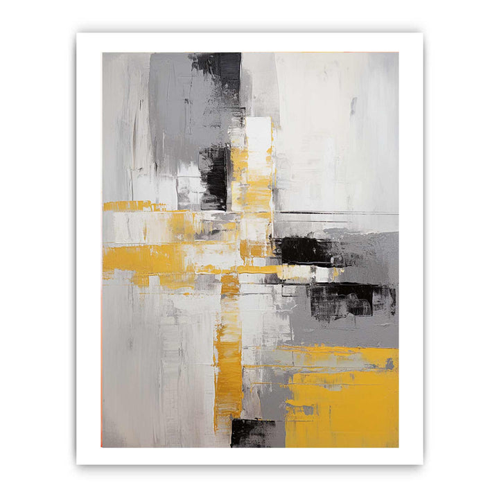 Abstract Painting Grey Yellow