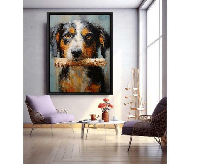 Dog And Bone Modern Art Painting  