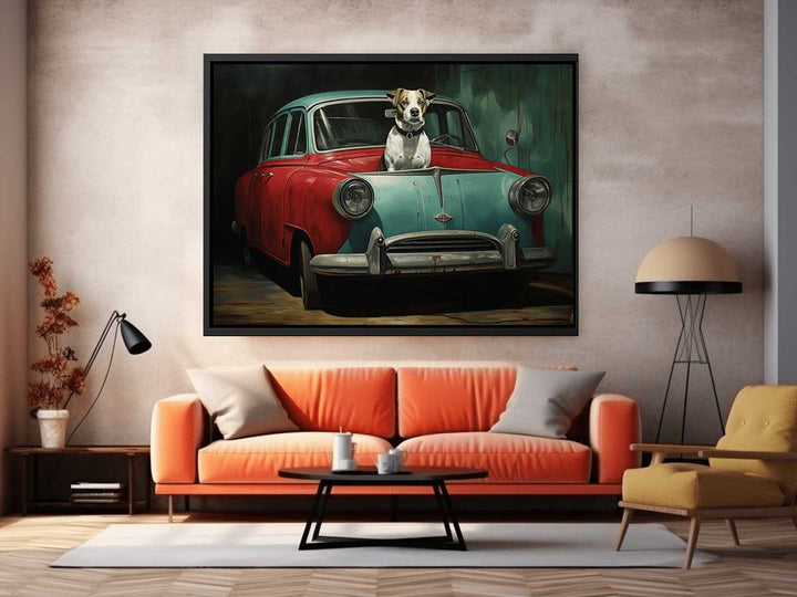 Dog Car Modern Art Painting 