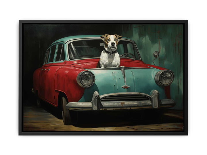 Dog Car Modern Art Painting 