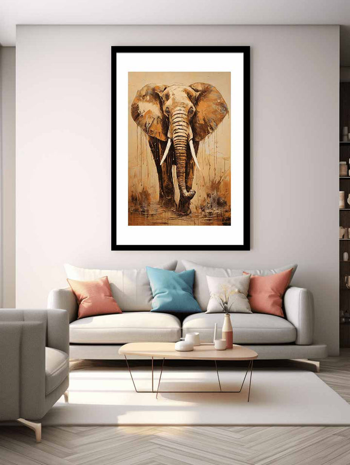 Brown Elephant Modern Art Painting 