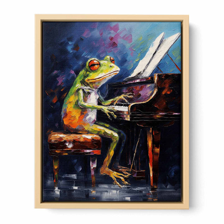 Frog Piano Modern Art Painting Framed Print