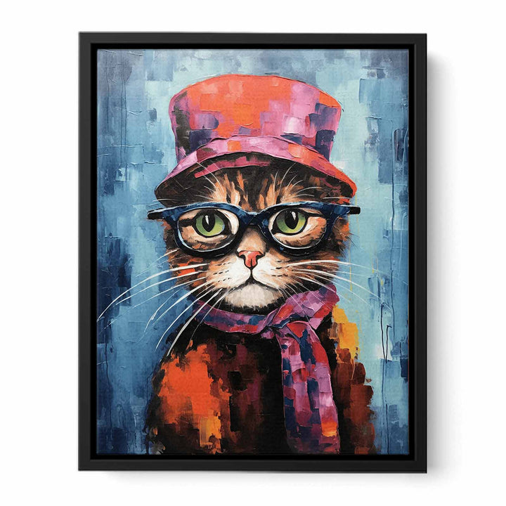 Cat Hat And Glasses Modern Art Painting 