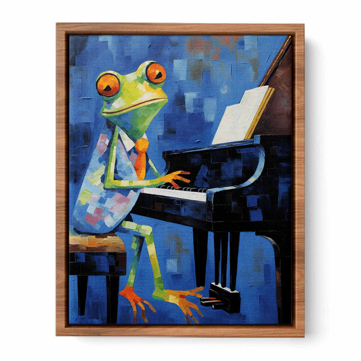 Frog Blue Piano Modern Art Painting  