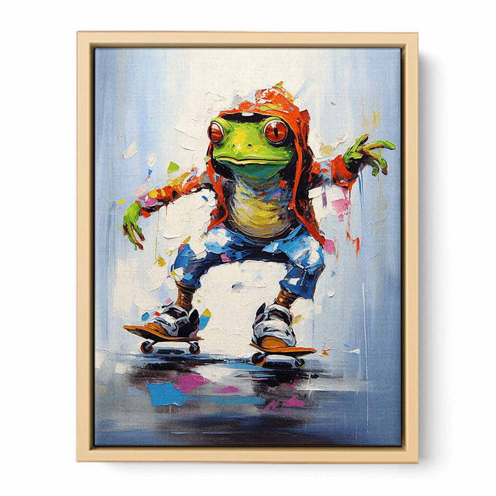 Frog Skates Modern Art Painting Framed Print