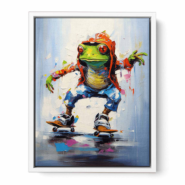 Frog Skates Modern Art Painting Canvas Print
